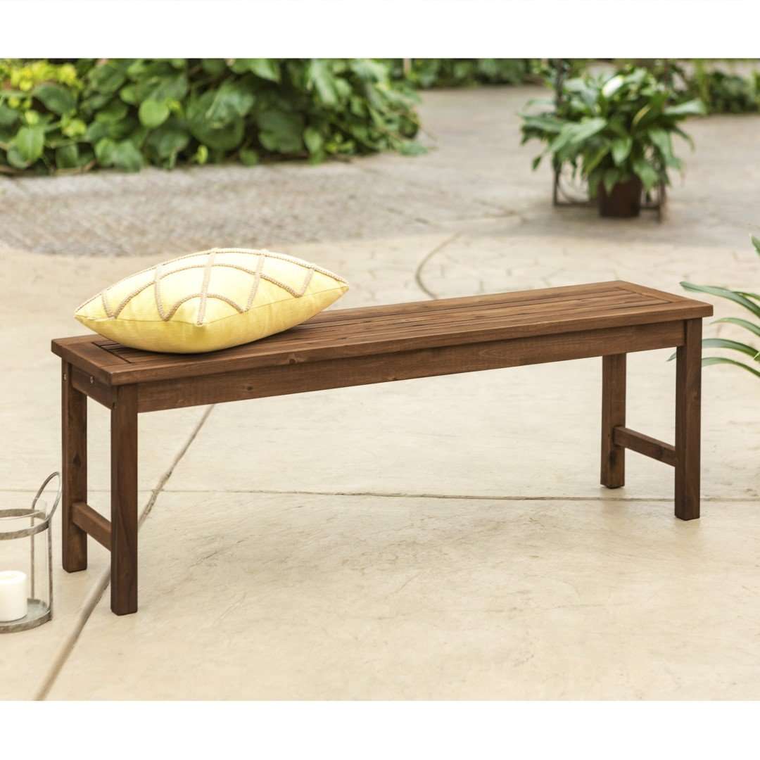WALKER EDISON Acacia Outdoor Patio Bench - Thumbnail 4