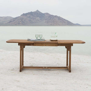 Acacia Outdoor Patio Dining Table with Hide-Away Butterfly Leaf for Stylish Summer Meals