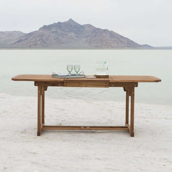 Acacia Outdoor Patio Dining Table with Hide-Away Butterfly Leaf for Stylish Summer Meals