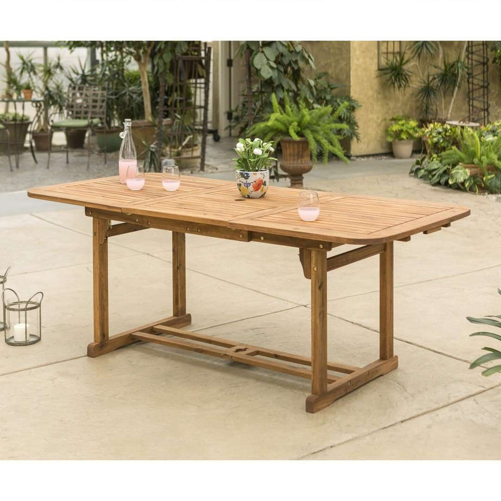 Acacia Outdoor Patio Dining Table with Hide-Away Butterfly Leaf for Stylish Summer Meals