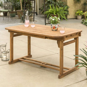 Acacia Outdoor Patio Dining Table with Hide-Away Butterfly Leaf for Stylish Summer Meals