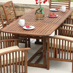 Acacia Outdoor Patio Dining Table with Hide-Away Butterfly Leaf for Stylish Summer Meals