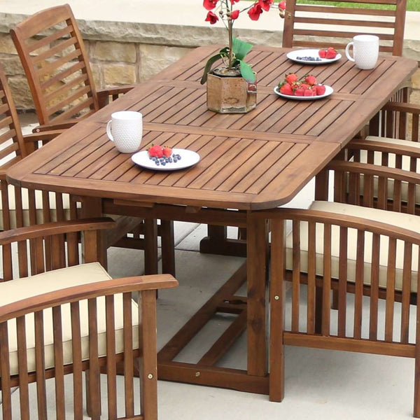 Acacia Outdoor Patio Dining Table with Hide-Away Butterfly Leaf for Stylish Summer Meals