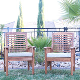 Acacia Wood Outdoor Patio Chairs with Cushions, - Set of 2