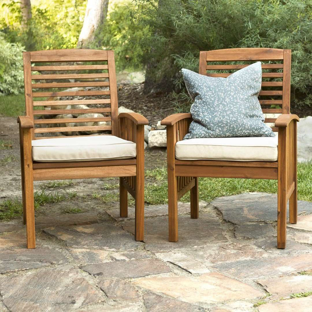 Acacia Outdoor Patio Chairs Set of 2 - Stylish, Weather-Resistant Seating with Plush Cushions