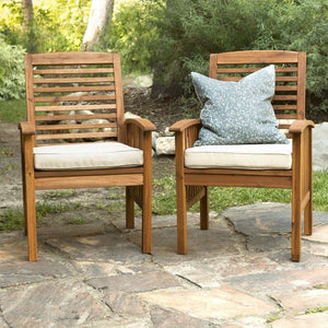 Acacia Outdoor Patio Chairs Set of 2 - Stylish, Weather-Resistant Seating with Plush Cushions