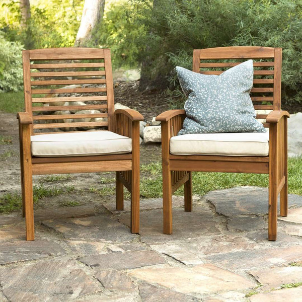 Acacia Outdoor Patio Chairs Set of 2 - Stylish, Weather-Resistant Seating with Plush Cushions