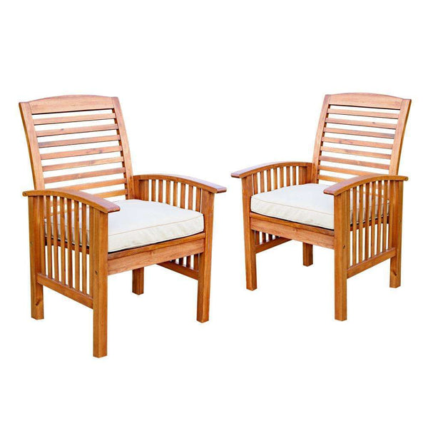 Acacia Outdoor Patio Chairs Set of 2 - Stylish, Weather-Resistant Seating with Plush Cushions