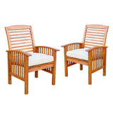 Acacia Wood Outdoor Patio Chairs with Cushions, - Set of 2