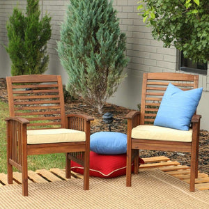 Acacia Outdoor Patio Chairs Set of 2 - Stylish, Weather-Resistant Seating with Plush Cushions