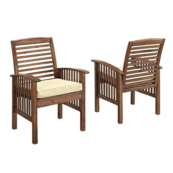 Acacia Outdoor Patio Chairs Set of 2 - Stylish, Weather-Resistant Seating with Plush Cushions
