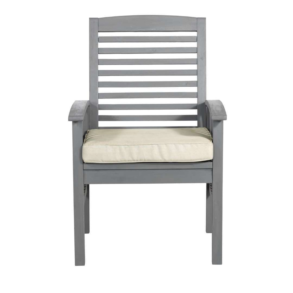 Acacia Wood Patio Chairs with Cushions, Grey Wash - Set of 2