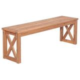 Acacia Wood X-Frame Outdoor Patio Bench - Brown in Solid Acacia Hardwood