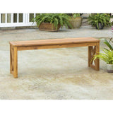 Acacia Wood X-Frame Outdoor Patio Bench - Brown in Solid Acacia Hardwood