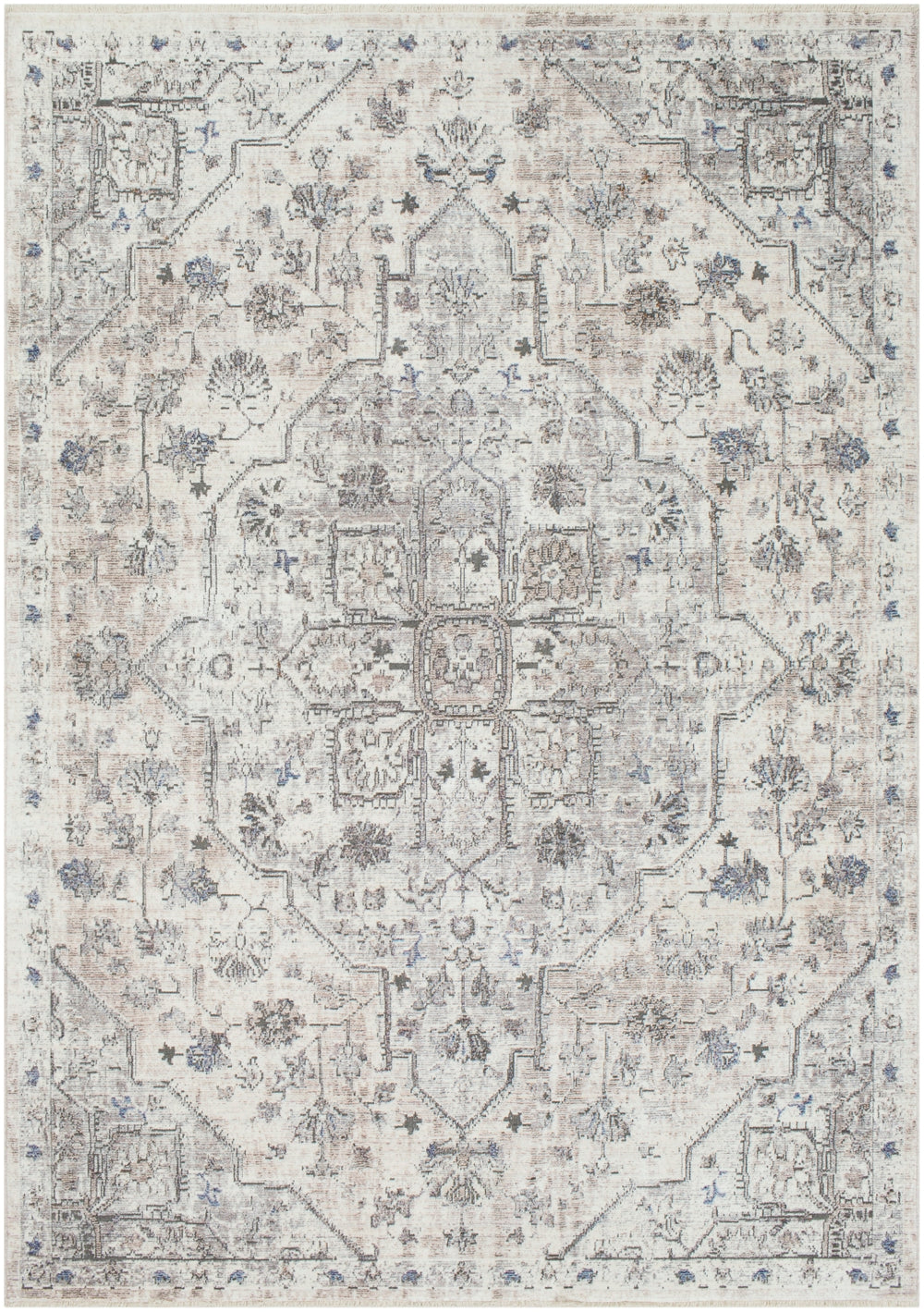 Wonder WAM-2301 Traditional Viscose, Polyester Rug WAM2301-9126 Camel, Dark Purple, Sky Blue, Bright Blue, Medium Gray, Charcoal, Navy, Ivory 80% Viscose, 20% Polyester 9' x 13'1"
