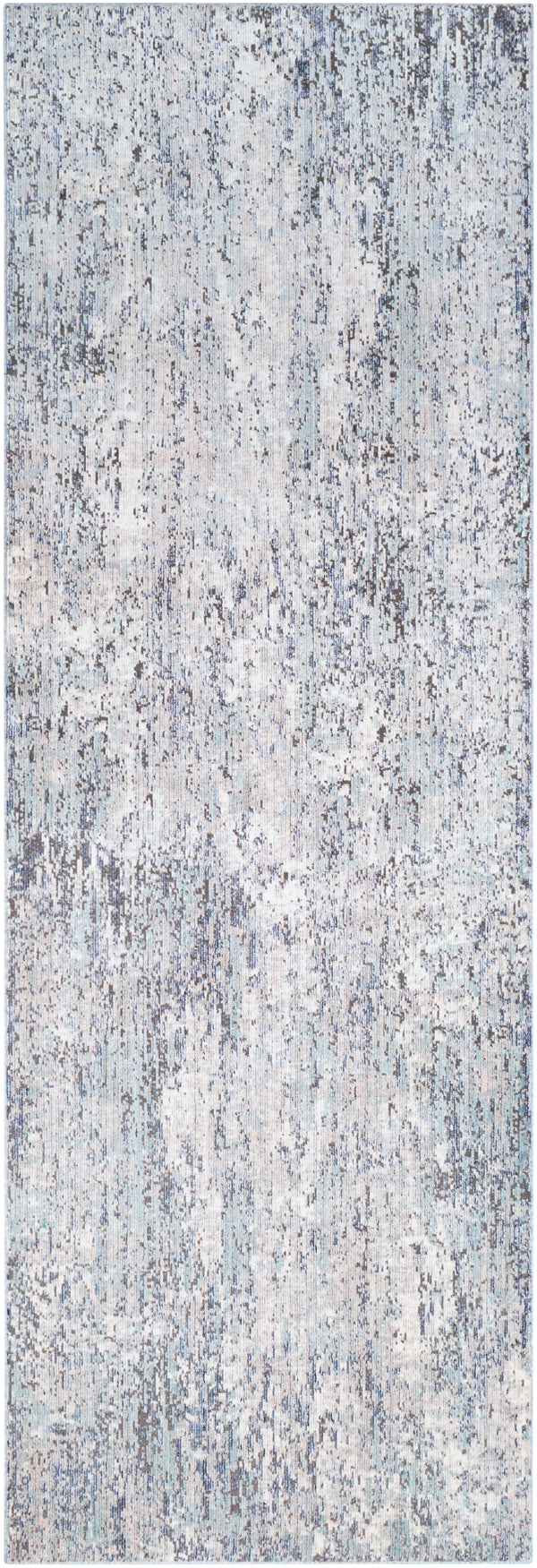 Wonder WAM-2305 Modern Viscose, Polyester Rug WAM2305-39 Bright Blue, Sky Blue, Navy, Medium Gray, Charcoal, Dark Purple, Ivory 80% Viscose, 20% Polyester 3'1" x 9'