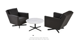 Washington 4 Star Set: Two Dark Brown Genuine Leather Black Finis Washington Arm Chair and One Diana Coffee Table Marble Top