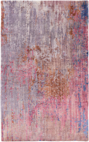 Watercolor WAT-5003 Modern Wool Rug WAT5003-58 Dark Purple, Medium Gray, Mauve, Navy, Lilac, Camel 100% Wool 5' x 8'