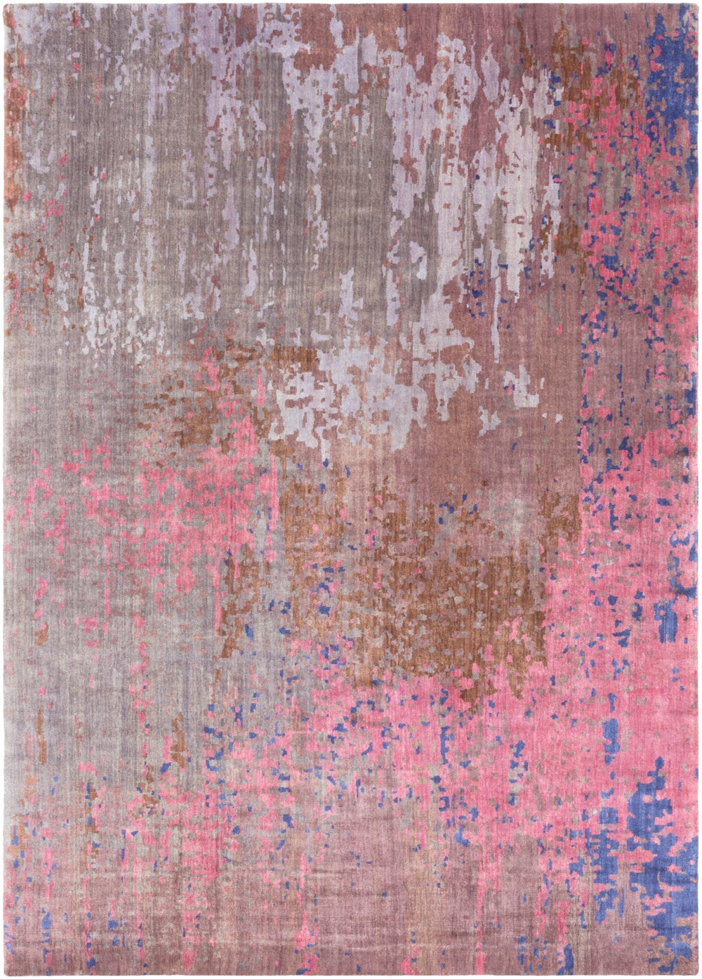 Watercolor WAT-5003 Modern Wool Rug WAT5003-58 Dark Purple, Medium Gray, Mauve, Navy, Lilac, Camel 100% Wool 5' x 8'