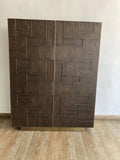 VIG Furniture Modrest Auer- Brown Oak & Gold Wine Rack Cabinet VGGM-W-VALDERA-WR VGGM-W-VALDERA-WR