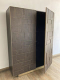 VIG Furniture Modrest Auer- Brown Oak & Gold Wine Rack Cabinet VGGM-W-VALDERA-WR VGGM-W-VALDERA-WR