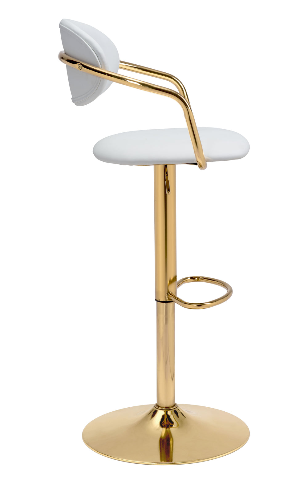 Zuo Modern Gusto 100% Polyurethane, Plywood, Steel Modern Commercial Grade Barstool White, Gold 100% Polyurethane, Plywood, Steel