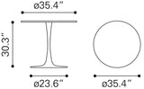 Zuo Modern Opus MDF, Steel Modern Commercial Grade Dining Table White MDF, Steel