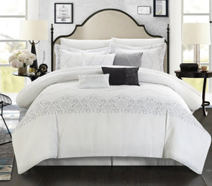 Grace White Queen - 8 pcs Comforter Set