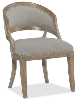 Hooker Furniture - Set of 2 - Boheme Traditional-Formal Garnier Barrel Back Chair in Rubberwood and Hardwood Solids with Fabric 5750-75300-MWD