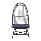 Noble House Naclerio Outdoor Wicker Basket Chair with Cushion, Dark Gray and Gray