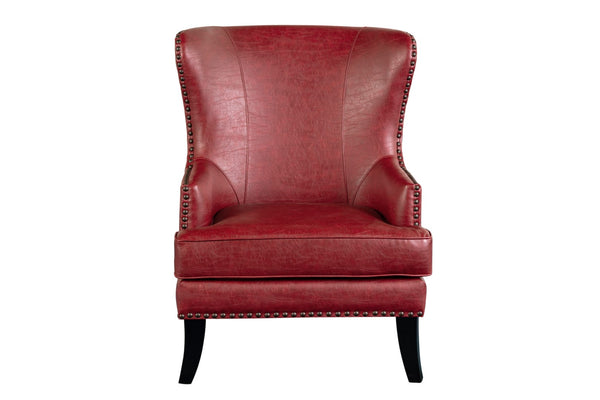 Porter Designs Grant Crackle Leather Wingback Contemporary Accent Chair Red 02-201-06-564