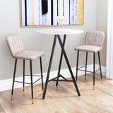 Zuo Modern Manchester 100% Polyester, Plywood, Steel Modern Commercial Grade Barstool Set - Set of 2 Gray, Black, Gold 100% Polyester, Plywood, Steel