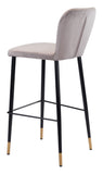 Zuo Modern Manchester 100% Polyester, Plywood, Steel Modern Commercial Grade Barstool Set - Set of 2 Gray, Black, Gold 100% Polyester, Plywood, Steel