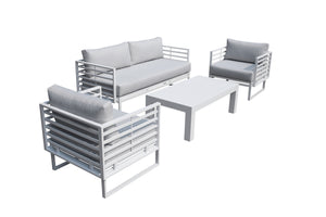 VIG Furniture Renava Wharf - Outdoor Light Grey and White Sofa Set VGGES0273SA-WHT-SET