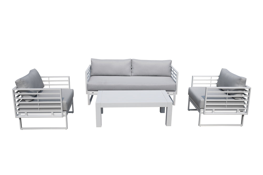 VIG Furniture Renava Wharf - Outdoor Light Grey and White Sofa Set VGGES0273SA-WHT-SET