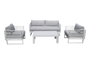 VIG Furniture Renava Wharf - Outdoor Light Grey and White Sofa Set VGGES0273SA-WHT-SET