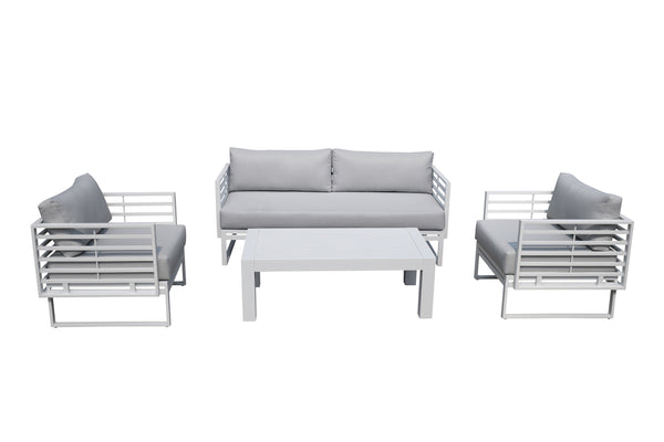 VIG Furniture Renava Wharf - Outdoor Light Grey and White Sofa Set VGGES0273SA-WHT-SET