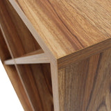 Birny Mid Century Modern Light Walnut Finished Faux Wood Bar Cabinet Noble House