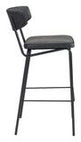 Zuo Modern Sharon 100% Polyurethane, Plywood, Steel Modern Commercial Grade Barstool Set - Set of 4 Vintage Black, Black 100% Polyurethane, Plywood, Steel