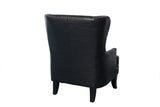 Porter Designs Grant Crackle Leather Wingback Contemporary Accent Chair Black 02-201-06-560