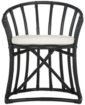 Safavieh Bates Accent Chair Rattan Black White NC Coating Mango Foam Cotton WIK6500A 889048263949