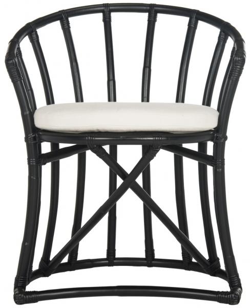 Safavieh Bates Accent Chair Rattan Black White NC Coating Mango Foam Cotton WIK6500A 889048263949