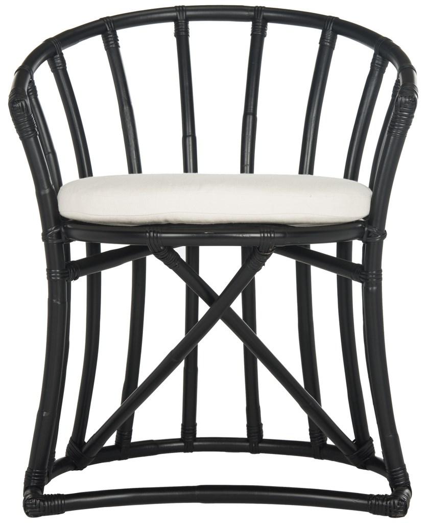 Safavieh Bates Accent Chair Rattan Black White NC Coating Mango Foam Cotton WIK6500A 889048263949