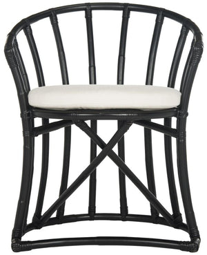 Safavieh Bates Accent Chair Rattan Black White NC Coating Mango Foam Cotton WIK6500A 889048263949