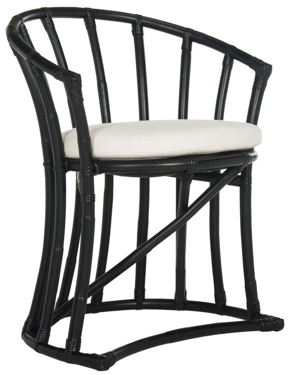 Safavieh Bates Accent Chair Rattan Black White NC Coating Mango Foam Cotton WIK6500A 889048263949