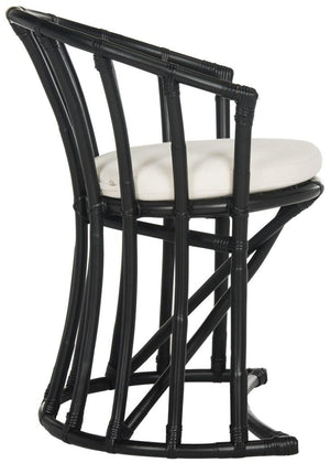 Safavieh Bates Accent Chair Rattan Black White NC Coating Mango Foam Cotton WIK6500A 889048263949