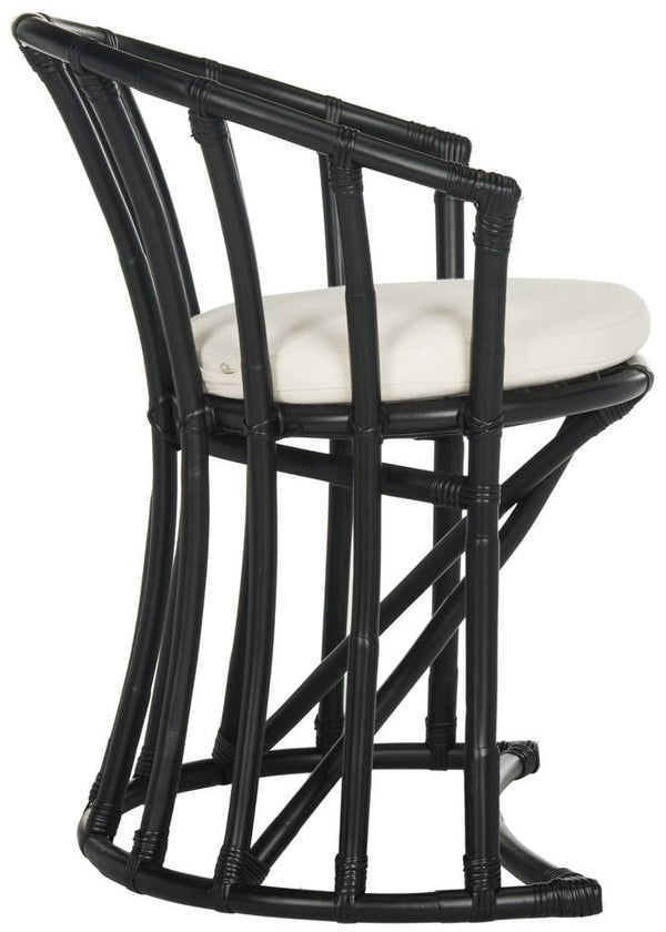 Safavieh Bates Accent Chair Rattan Black White NC Coating Mango Foam Cotton WIK6500A 889048263949