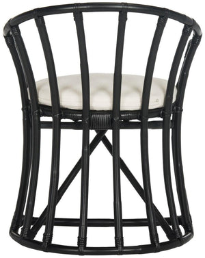 Safavieh Bates Accent Chair Rattan Black White NC Coating Mango Foam Cotton WIK6500A 889048263949