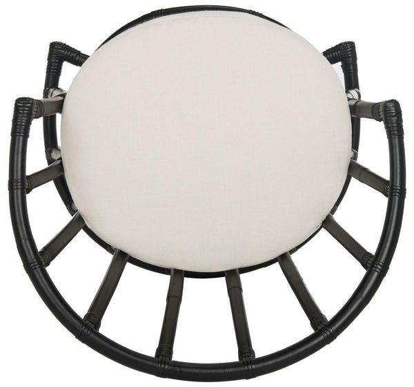 Safavieh Bates Accent Chair Rattan Black White NC Coating Mango Foam Cotton WIK6500A 889048263949