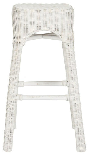 Safavieh Percy Counter Stool Wicker White Distress Rattan NC Coating Mango WIK6501A 889048264267